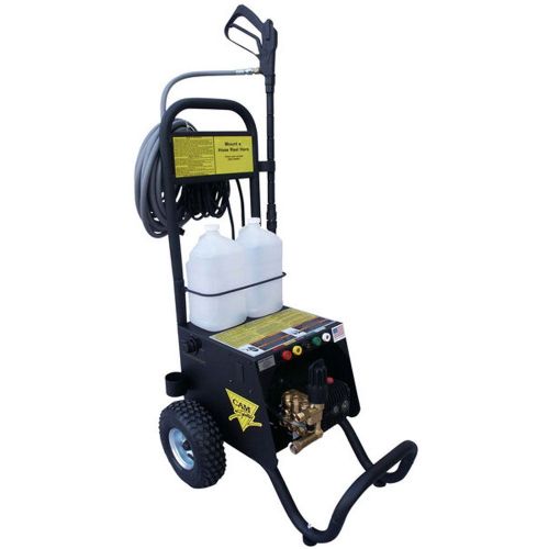 Cam Spray 1500MX2 Portable Electric Powered 3 gpm, 1500 psi Cold Water Pressure Washer; 2 HP Continuous Duty Electric Motor; Can be used indoors or outdoors, no exhaust fumes; Ideal for stables, kennels and screen printers; 120 volts Single Phase Power; Plugs into regular household outlet with 20 amp service; 35 ft power cord with GFCI for your protection; General Brand Triplex Plunger Pump (CAMSPRAY1500MX2 CAM SPRAY 1500MX2 PORTABLE ELECTRIC 3GPM 1500PSI) 