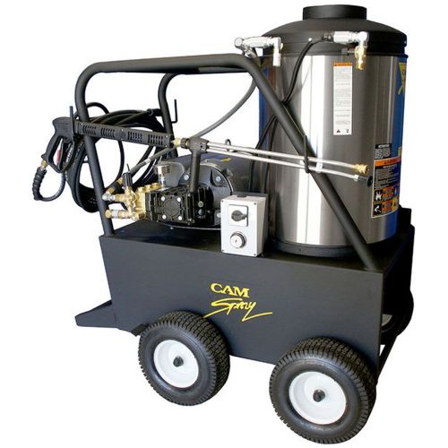 Cam Spray 3000QE Portable Diesel Fired Electric Powered 4 gpm, 3000 psi Hot Water Pressure Washer; 230V/34A Single Phase Continuous Duty 7.5 HP Electric Motor; Must Be Properly Vented If Operated Indoors; Plenty of power for industrial cleaning jobs; Totally enclosed motor with 35 ft cord and built in GFCI; Provides a piece of mind and gives maximum protection to your investment; UPC: 095879301129 (CAMSPRAY3000QE CAM SPRAY 3000QE PORTABLE DIESEL 4GPM 3000PSI) 
