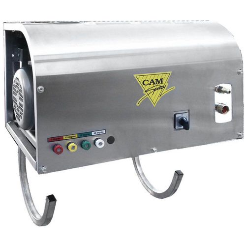 Cam Spray 3000WM/SSM3 Deluxe Wall Mount Electric Powered 4 gpm, 3000 psi Cold Water Pressure Washer; Wall Mounted 230V-3 Electric Pressure Washer; Ideal for indoor repetitive cleaning, kennels, kitchens, etc; Stainless Steel Frame and Mounting Bracket; Durable and secure installation; Mounts on 16 inches centers, hook for hose and spray gun; 7.5 HP Totally Enclosed Fan Cooled (TEFC) Electric Motor; UPC: 095879300535 (CAMSPRAY3000WMSSM3 CAM SPRAY 3000WM/SSM3 DELUXE ELECTRIC 4GPM 3000PSI) 