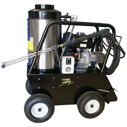 Cam Spray 3030QH Portable Diesel Fired Gas Powered 3 gpm, 3000 psi Hot Water Pressure Washer; Hot Water For Tough Cleaning Jobs; Achieves 140 degrees fahrenheit rise in water temperature; Provides a piece of mind and gives maximum protection to your investment; Professional Grade Triplex Plunger Pump; Rebuildable, ceramic components run cooler and last longer; Adjustable Pressure and Temperature; UPC: 095879301167 (CAMSPRAY3030QH SPRAY 3030QH PORTABLE DIESEL GAS 3GPM 3000PSI) 