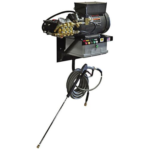 Cam Spray 3040EWM3A Economy Wall Mount Electric Powered 4 gpm, 3000 psi Cold Water Pressure Washer With Auto Start-Stop; Economy Wall Mounted Electric Pressure Washer; Ideal for indoor repetitive cleaning, kennels, print screens, etc; Save the money it costs for a full frame and cover to protect the unit; UPC: 095879302645 (CAMSPRAY3040EWM3A CAM SPRAY 3040EWM3A ECONOMY ELECTRIC 4GPM 3000PSI) 