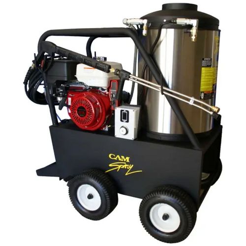 Cam Spray 3040QH Portable Diesel Fired Gas Powered 4 gpm, 3000 psi Hot Water Pressure Washer; Hot Water For Tough Cleaning Jobs; Achieves 140 degrees fahrenheit rise in water temperature; Provides a piece of mind and gives maximum protection to your investment; Commercial Grade Triplex Plunger Pump; Rebuildable, ceramic components run cooler and last longer; Adjustable Pressure and Temperature; UPC: 095879300061 (CAMSPRAY3040QH SPRAY 3040QH PORTABLE DIESEL GAS 4GPM 3000PSI) 