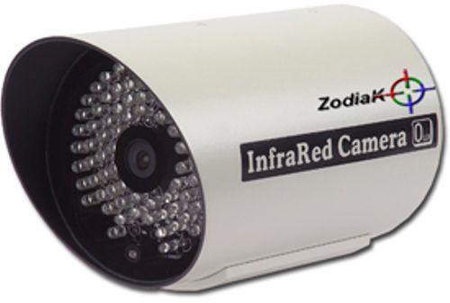 Zodiak CAMZKYIR8512 InfraRed Camera 1/3 Sony Color CCD, 480TV Line/0.2 Lux, 12.0mm up to 150 ft, Weather Proof, DC12V, Min. Illumination 0.3 Lux / F 2.0 (Day), 0 Lux (IR on), S/N Ratio More than 48dB, Auto White Balance, Auto Gain Control (CAM-ZKYIR8512 CAMZKYIR-8512)