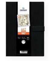 Canson 200006461 ArtBook 180 degrees  Spineless 8.3" x 11.7" Book; Sturdy stitch binding allows the sketchbook to lay completely flat when open; It cleverly combines practicality (no spine, magnetic closure, solid, acid-free, resistant cover) and elegance (black cover with rounded corners); 80 pages of acid-free, OBA-free Crobart 96g paper;  EAN 3148950064615 (CANSOND200006461 CANSON-200006461 DRAWING SKETCHING) 