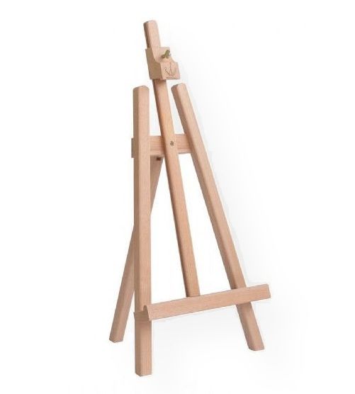 Cappelletto CCT8 Lyre Tabletop Easel; Cappelletto's lyre tabletop easel is made of oiled stain-resistant beechwood; This easel has a sliding top clamp; The size is ideal for displaying photos, paintings, or posters; Supports canvases up to 14