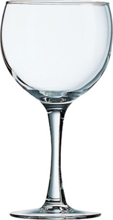 Cardinal 71082 Arcoroc Ballon Wine Glass 8 1/2 oz, 6 1/8 in; Excalibur Fully Tempered Pattern; 6-1/8H x 2-7/8T x 2-3/4B x 3-1/4M inches; Fully Tempered Clear Glass; Case of 3 Dozen Glasses - 36 pcs Total; 15 lbs Case; UPC 10026102710828; Cambro Rack 25S534, Carslile Rack RG25-2 (CARDINAL71082 CARDINAL-71082 71-082 710-82)  