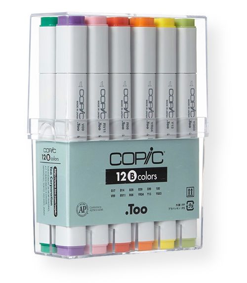Copic CB12 Basic Set of 12 Markers; The original line of high quality illustrating tools used for decades by professionals around the world; Preferred for architectural design, product rendering, and other forms of industrial design; EAN 4511338002209 (CB-12 CB1-2 COPICCB12 COPIC-CB12 COPICCB-12 COPICC-B12)