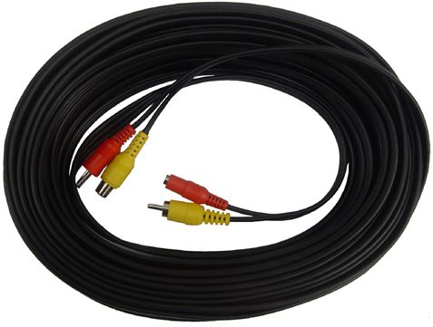 Clover CB120Y Extension Cable RCA (No Audio); 120' Cable with One (1) RCA Video and DC Jack, Plug-n-play type extension cable; One RCA jack; One D/C Jack; Clean Clamshell Package, UPC 617517021208 (CB 120Y CB-120Y CB120)