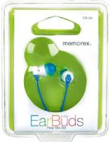 Memorex CB-25LBL In-Ear Stereo EarBuds, Blue and White; Frequency Response 20–20000 Hz; Sensitivity at 1 KHz 104 +/- 3 dB; Input Impedance 16 ohms +/- 10%; Superior sound without the bulk of larger earphones/head­phones; Small, medium, and large sets of silicone tips to ensure a snug, no-slip fit; Trend-right color matches your style and fits today's fashion; UPC 034707981522 (CB25LBL CB 25LBL CB-25-LBL CB-25) 