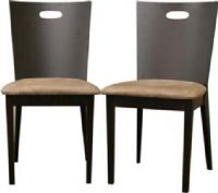 Wholesale Interiors CB-2712YBH-DW10 Lamar Dark Brown Modern Dining Chair, Contemporary dining chair, Cut out handle for easy repositioning, Solid wood construction, Dark brown / wenge wood veneer finish, Foam seat cushioning, Tan microfiber seats, Sold as a set of 2 chairs, 19.2" Seat Height, UPC 847321001145 (CB2712YBHDW10 CB-2712YBH-DW10 CB 2712YBH DW10) 