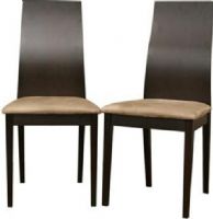 Wholesale Interiors CB-3161YBH-DW10 Lambert Dark Brown Modern Dining Chair, Contemporary dining chairs, Solid wood construction, Dark brown / wenge wood veneer finish, Foam seat cushioning, Tan microfiber seats, Silver metal accents, Sold as a set of 2 chairs, 19.2" Seat Height, UPC 847321001114 (CB3161YBHDW10 CB-3161YBH-DW10 CB 3161YBH DW10) 