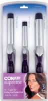Conair CB433SCS Supreme Irons Combo Pack; Includes: 1/2 in. barrel for tight curls, 3/4 in. barrel for medium curls and 1 in. barrel for large curls; Indicator light; Built-in counter rest; 2  Heat settings; High/low/off switch; On/off indicator light; UPC 074108019394 (CB-433SCS CB 433SCS CB433-SCS CB433 SCS) 
