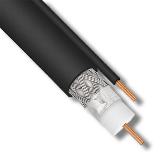 Perfect Vision Coax RG6 Solid Copper Single With Ground Model CB4B06DSCR0, 1000 Feet DTV Black, Single RG6 with ground coax type, Indoor and outdoor use application, -40 C through +75 C operating temperature, PVC jacket material, Dimensions 12.13