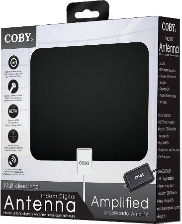 Coby CBA02 Multi-directional Indoor Digital Antenna with Amplifier, 360 Degree Reception Supports HDTV, Supports Broadcast 1080 HDTV, Compact and Easy to Mount, Slim Design and Amplifier, Coaxial Connector Cable Included, UPC 812180023362 (CBA-02 CBA 02 CB-A02)