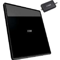 Coby CBA-09 Active/Amplified Indoor Antenna, 360 degree reception, Supports HDTV, Easel stand included, Slim design, Amplifier included, Coaxial Connector Cable Included, Dimensions 7.4" x 3" x 10", Weight 1 lbs, UPC 812180023447 (CBA09 CBA 09) 