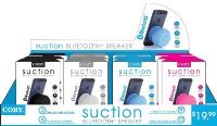 Coby CBBTSUCASS Suction Bluetooth Speaker, Multicolor 12 Pack, Stereo sound quality, Built-in microphone for making/receiving calls, Volume control, Rechargeable lithium battery, Secure suction, UPC 812180020361 (CBB-TSUCASS CBBT-SUCASS CBBTS-UCASS CBBTSU-CASS) 