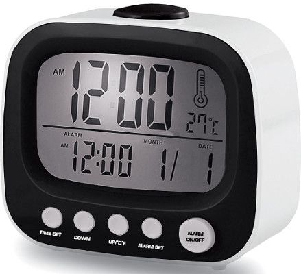 Coby CBC-52-WHT Retro Alarm Clock, Black, Display of perpetual calendar, On-the-hour chime, LCD time and temperature display, Alarm and 10 minute snooze function, Dimensions 8