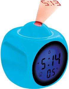 Coby CBC-54-BLU Uprise Alarm Clock With Led Projector, Blue, Display of perpetual calendar, On-the-hour chime, Adjustable Swivel Projector, LCD Time and Temperature Display, Set up to 3 alarms, Alarm and 10 minute snooze, Dimensions 8