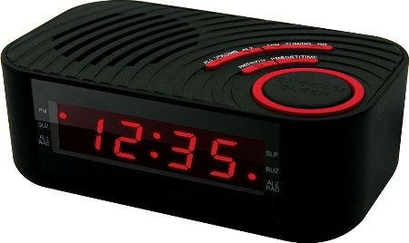 Coby CBCR-100-BLK Digital Alarm Clock, Black, 0.6