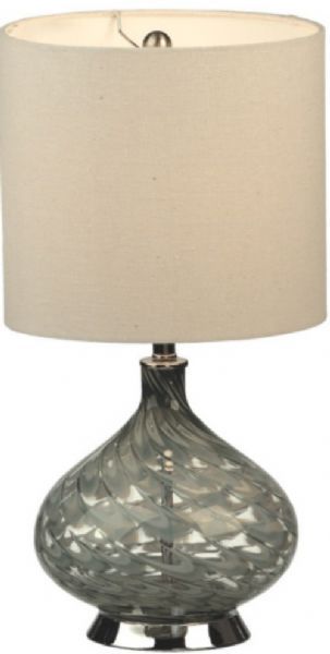 CBK Styles 063125 Swirl Table Lamp with Drum Shade, 60W Max, Clear Shade color, Blue Base color, Glass Fixture Material, In-Line Switch, UPC 738449063125 (063125 CBK063125 CBK-063125 CBK 063125)