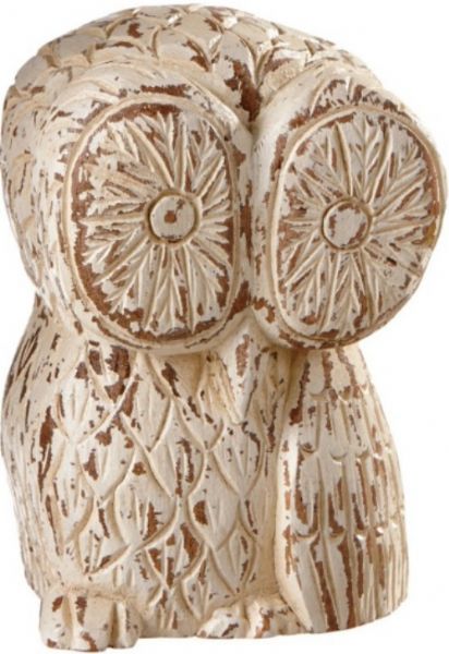 CBK Style 102487 Distressed Hand Carved Owl Figure, UPC 738449257302 (102487 CBK102487 CBK-102487 CBK 102487)