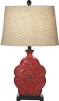 CBK Style 102876 Medallion 25.5" H Table Lamp with Empire Shade, 60W Max, Ceramic Material, Distressed red Base, Compact Fluorescent, In-Line Switch Type, Set of 2, UPC 738449223901 (102876 CBK102876 CBK-102876 CBK 102876)  