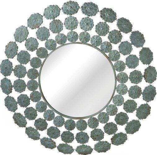 CBK Styles 103213 Distressed Flower Wall Mirror, Ready to hang, Vintage-style decorative wall mirror, Beautiful metal frame in floral patterned design, UPC 738449253335 (103213 CBK103213 CBK-103213 CBK 103213)