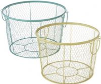 CBK Style 105734 Decorative Colorful Wire Baskets, Set of 2, Blue; Yellow Color, Metal Material, UPC 738449252017 (105734 CBK105734 CBK-105734 CBK 105734) 