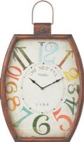 CBK Style 105752 Colorful Number Wall Clock, Brown frame, Required 1 AA battery, Distressed finish, UPC 738449253571 (105752 CBK105752 CBK-105752 CBK 105752) 