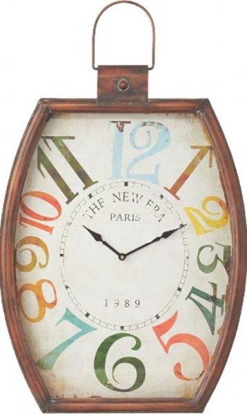 CBK Style 105752 Colorful Number Wall Clock, Brown frame, Required 1 AA battery, Distressed finish, UPC 738449253571 (105752 CBK105752 CBK-105752 CBK 105752)