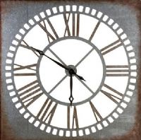 CBK Style 105851 Antiqued Wall Clock, Metal Material, 36.22" Clock Face Diameter, Roman numerals, Required 1 AA battery, UPC 738449255520 (105851 CBK105851 CBK 105851 CBK-105851) 