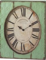 CBK Style 106111 Bloom Stamped Wall Clock, Green Color, Bloom collection, Stamped design, Iron / Glass / MDF Material, Set of 4, UPC 738449255124 (106111 CBK106111 CBK-106111 CBK 106111) 