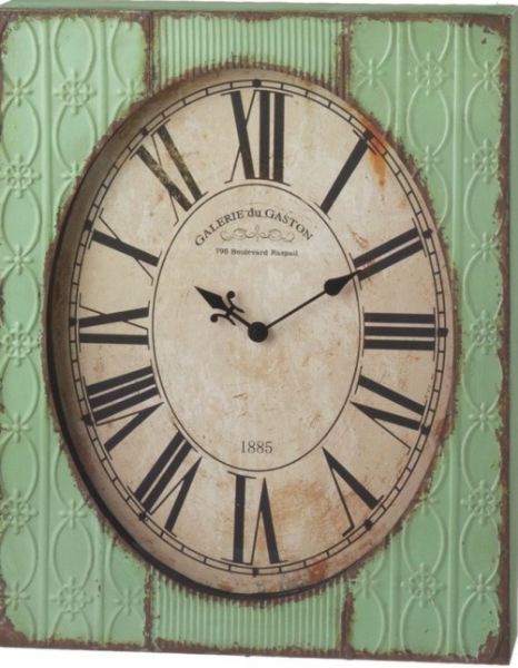CBK Style 106111 Bloom Stamped Wall Clock, Green Color, Bloom collection, Stamped design, Iron / Glass / MDF Material, Set of 4, UPC 738449255124 (106111 CBK106111 CBK-106111 CBK 106111)