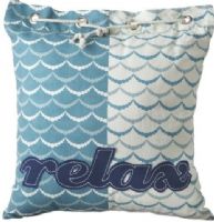 CBK Style 108314 Relax Wave Square Pillow, Boasting blue ocean waves, Cotton Fill Material, Set of 2, UPC 738449271247 (108314 CBK108314 CBK-108314 CBK 108314) 