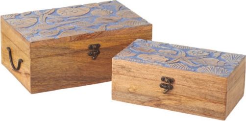 CBK Style 108441 Sanibel Shells Hand Carved Boxes, UPC 738449260920, Set of 2 (108441 CBK108441 CBK-108441 CBK 108441)