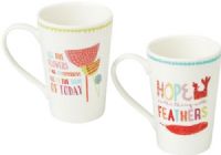 CBK Style 109674 Hope & Flowers Latte Mugs, Hope is The Thing With Feathers & All The Flowers Of All The Tomorrows Are In The Seeds of Today Latte Mugs, Set of 4, UPC 738449306932 (109674 CBK109674 CBK-109674 CBK 109674) 