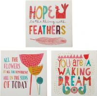 CBK Style 109688 Small Inspiration Plaque Wall Art, Hope In The Thing with Feathers, All The Flowers Of All The Tomorrows Are In The Seeds Of Today, You Are A Waking Dream, Set of 3, UPC 738449321829 (109688 CBK109688 CBK-109688 CBK 109688) 