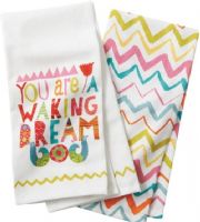 CBK Style 109705 You Are A Waking Dream & Zig-Zag Tea Towels, Set of 4, UPC 738449320594 (109705 CBK109705 CBK-109705 CBK 109705) 