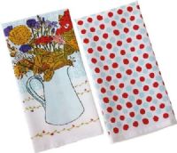 CBK Style 109869 Floral Bouquet & Dot Tea Towels, Floral Bouquet & Dot Tea Towels, Set of 4, UPC 738449320631 (109869 CBK109869 CBK-109869 CBK 109869) 