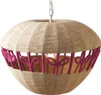 CBK Style 109893 Woven Jute Apple Pendant Lamp, Hard wired, 400W Max, 1 Number of Lights, Pink and tan Color, Iron Material, Metal Material, Incandescent Bulb, UPC 738449318645 (109893 CBK109893 CBK-109893 CBK 109893) 