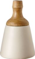 CBK Style 109904 Ceramic Vase with Wood Neck, Ceramic Materials, Brown, White Colors, Table Vase Type, UPC 738449318553 (109904 CBK109904 CBK-109904 CBK 109904) 
