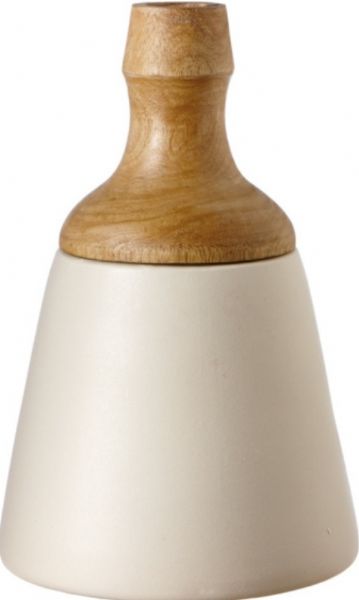 CBK Style 109904 Ceramic Vase with Wood Neck, Ceramic Materials, Brown, White Colors, Table Vase Type, UPC 738449318553 (109904 CBK109904 CBK-109904 CBK 109904)