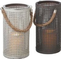 CBK Style 110139 Large Distressed Pillar Candle Lanterns with Rope Handle, Set of 2, UPC 738449325094 (110139 CBK110139 CBK-110139 CBK 110139) 