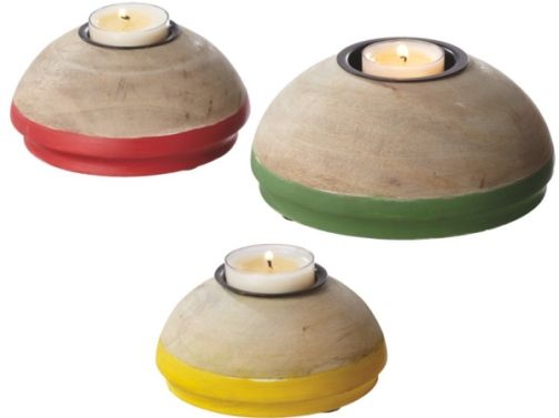 CBK Style 110382 Carved Wood Tealight Candle Holders, Set of 3, UPC 738449325056 (110382 CBK110382 CBK-110382 CBK 110382) 