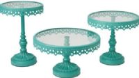 CBK Style 110537 Turquoise Round Pedestal Cake Stands, Set of 3, UPC 738449321010 (110537 CBK110537 CBK-110537 CBK 110537) 