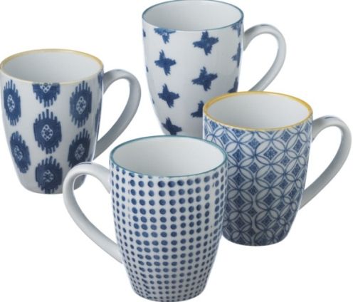 CBK Style 111104 Hand Painted Blue Pattern Mugs, Set of 8, UPC 738449325308 (111104 CBK111104 CBK-111104 CBK 111104)