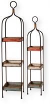 CBK Style 111192 Wire Shelf with Woven Pattern, Brown Finish, MDF Wood Species, MDF / Woven Material, 3 Number of Shelving Tiers, Tall Orientation, Open Back Panel, 1.75" H x 11" W x 11" D Large Set Shelf, 1.75" H x 8" W x 8" D Small Set Shelf, Rope accents, Set of 2, UPC 738449324929 (111192 CBK111192 CBK-111192 CBK 111192)  