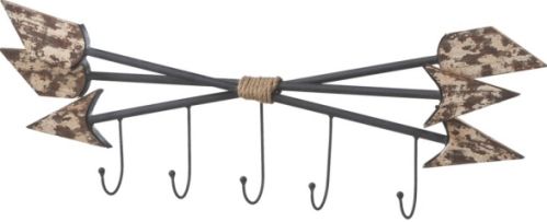 CBK Style 111195 Triple Arrow Wall Hook, Country rustic wall hook, 5 hooks per piece, Set of 2, Triple arrowhead bound with twine features a brown and off-white camouflaged design, UPC 738449322994 (111195 CBK111195 CBK-111195 CBK 111195) 