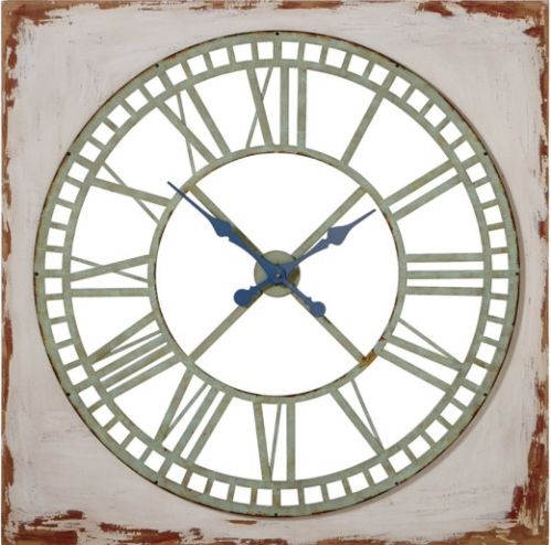 CBK Style 114120 Mint with Distressed White Wood Wall Clock, UPC 738449345078 (114120 CBK-114120 CBK 114120 CBK114120)
