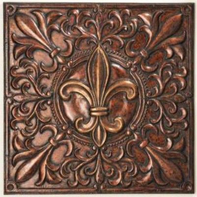 CBK Styles 43667 Wall Decor Stamped Corners Fleur De Lis Design, 3D Effect On Center, Antique Gold And Copper Finish, Iron Primary Material, Dimensions 36 X 36 Square, Weight 9.47, UPC 054798436671 (CBK43667 CBK-43667)